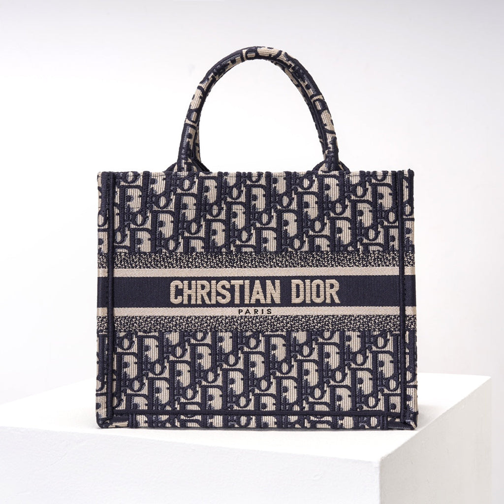 Anum Bags DIR1286 Book Tote CHRISTIAN mini 26.5cm Oblique blue-3 Embroidery Handbag