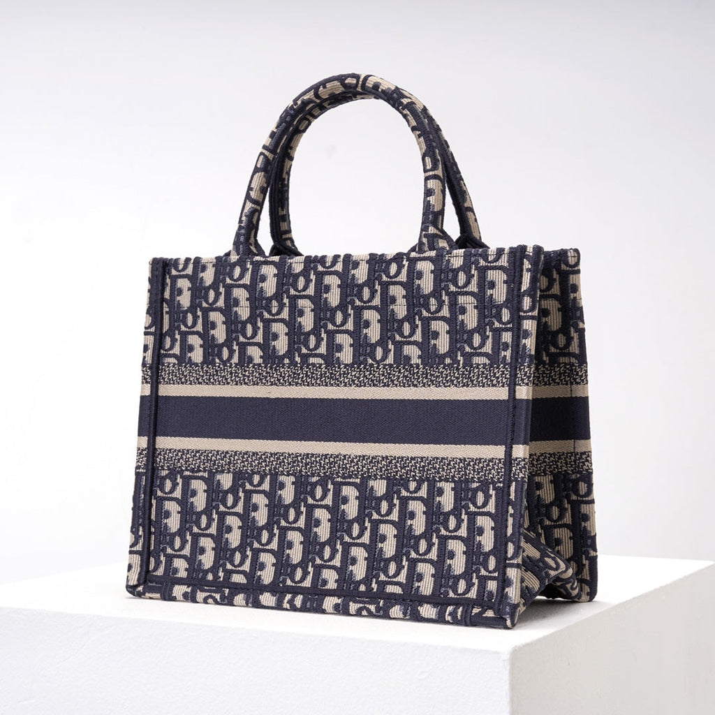 Anum Bags DIR1286 Book Tote CHRISTIAN mini 26.5cm Oblique blue-3 Embroidery Handbag
