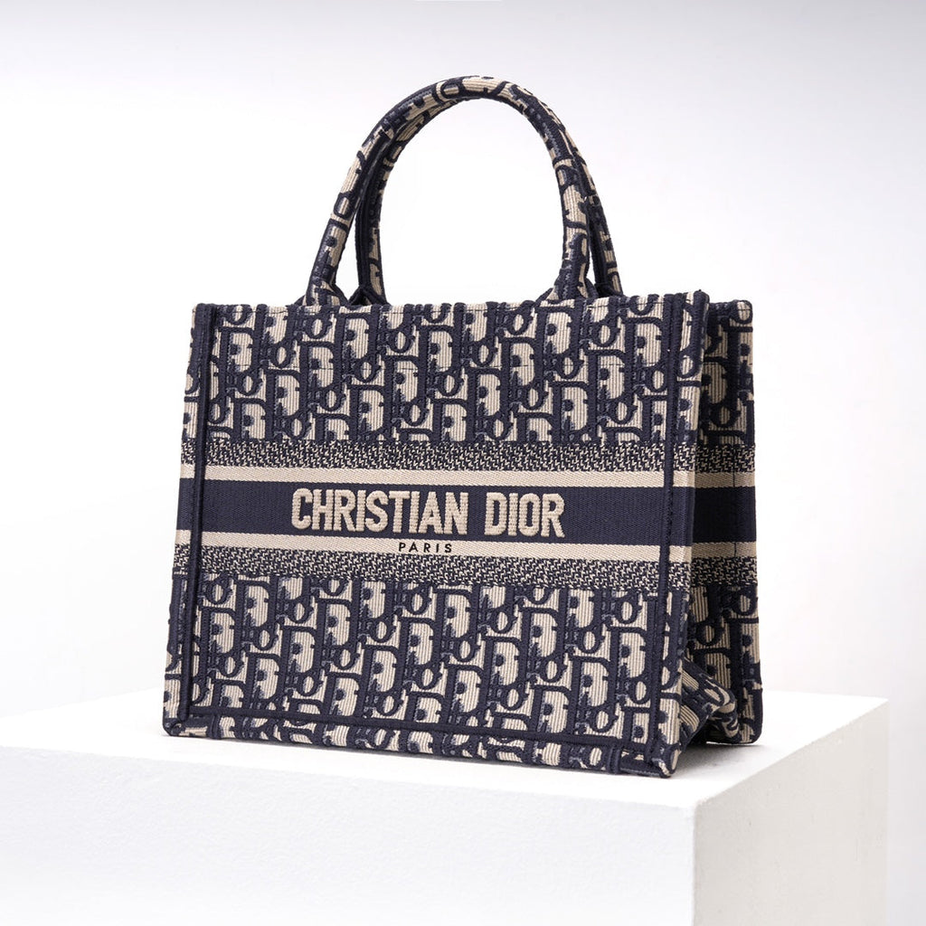 Anum Bags DIR1286 Book Tote CHRISTIAN mini 26.5cm Oblique blue-3 Embroidery Handbag