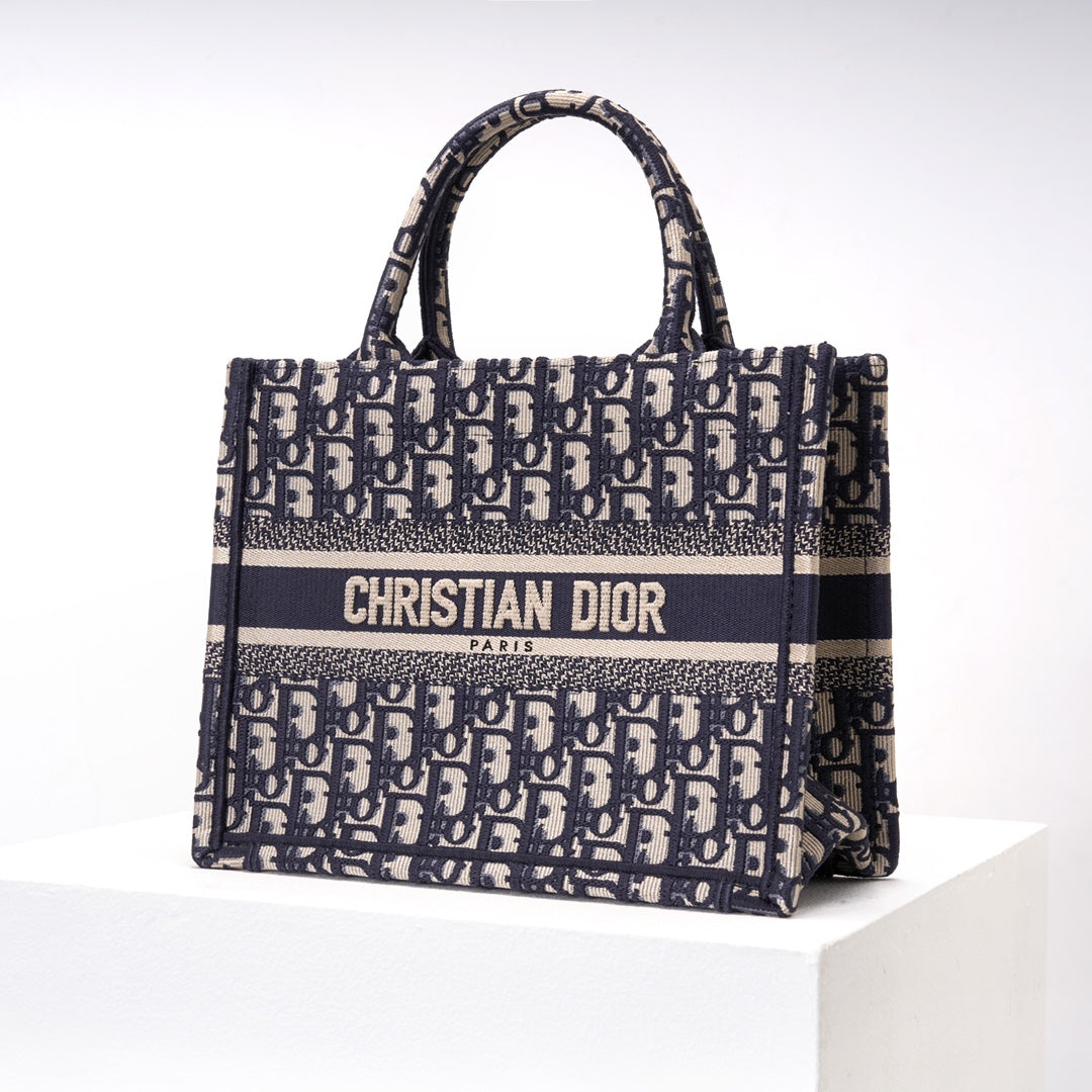 Anum Bags DIR1286 Book Tote CHRISTIAN mini 26.5cm Oblique blue-3 Embroidery Handbag