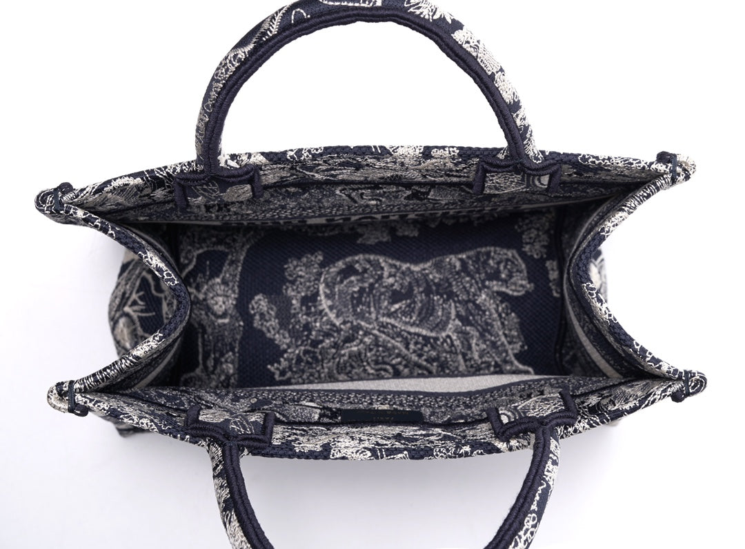 Ezyycart Bags DIR1286 Book Tote tiger small MINI navy blue