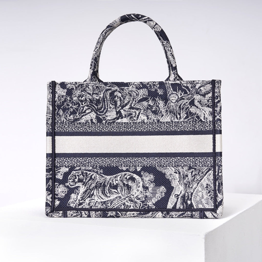 Ezyycart Bags DIR1286 Book Tote tiger small MINI navy blue