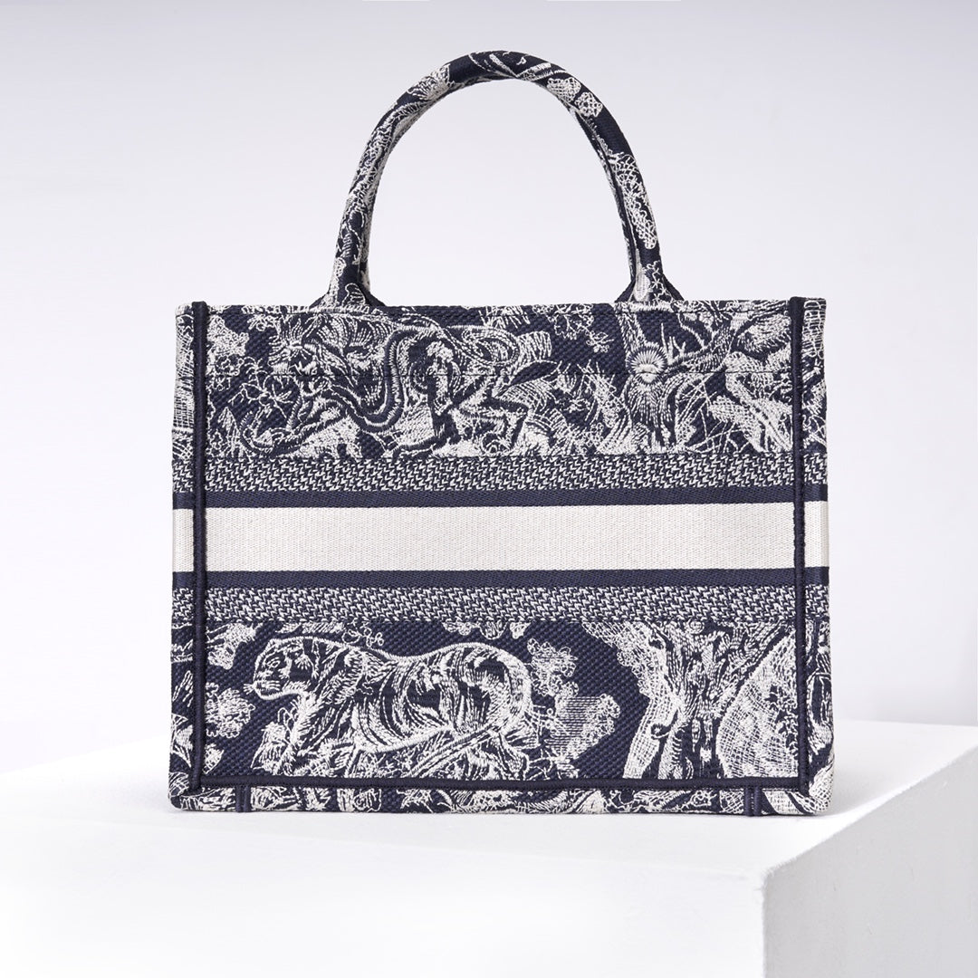 Ezyycart Bags DIR1286 Book Tote tiger small MINI navy blue