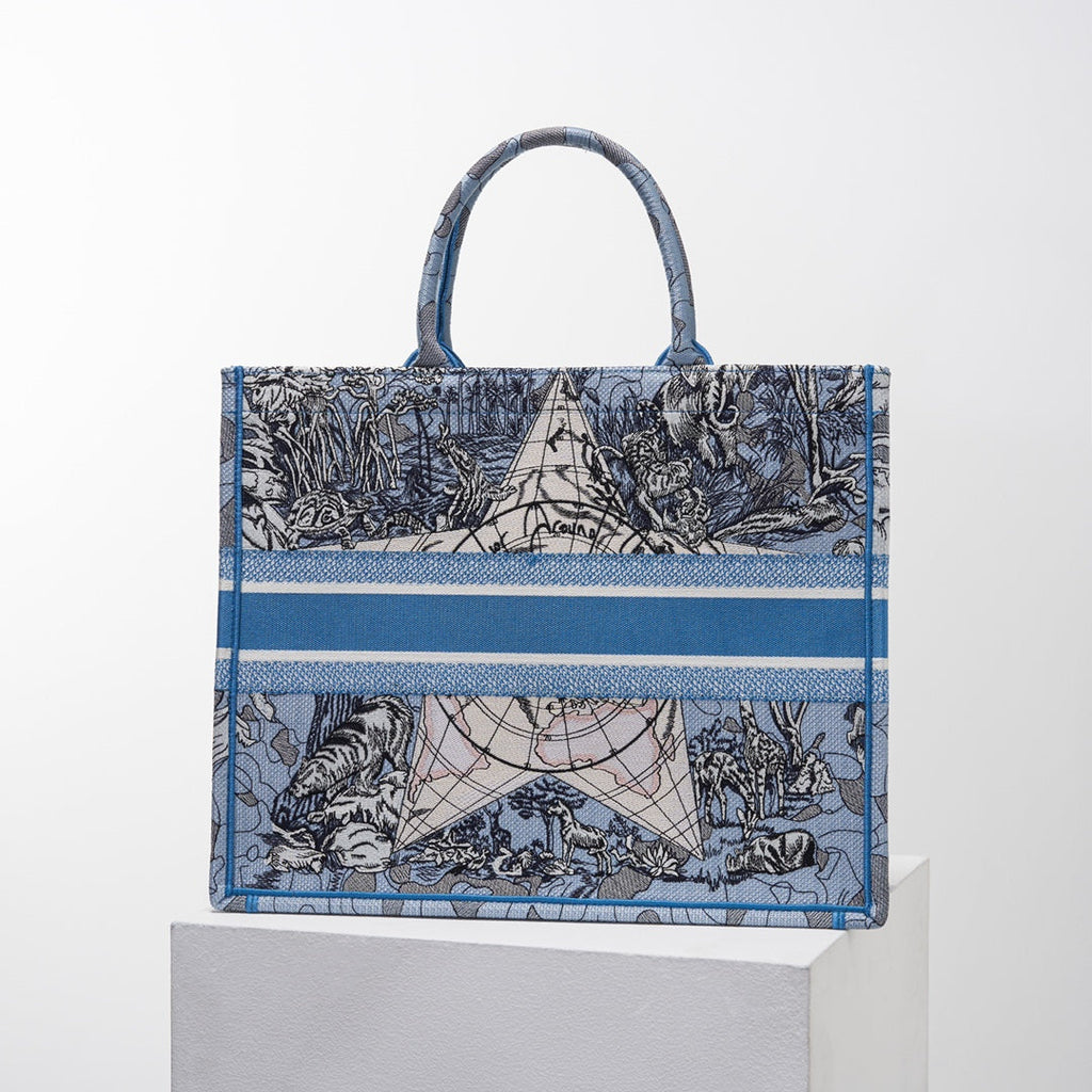 Ezyycart Bags DIR1286 Book Tote blue big size MINI 36.5CM 41.5CM blue