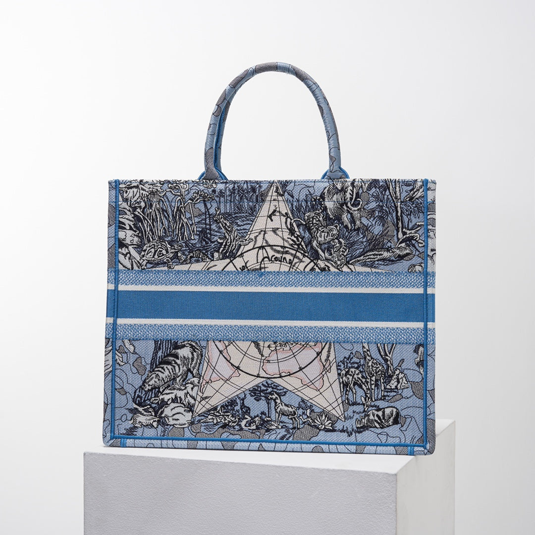 Ezyycart Bags DIR1286 Book Tote blue big size MINI 36.5CM 41.5CM blue