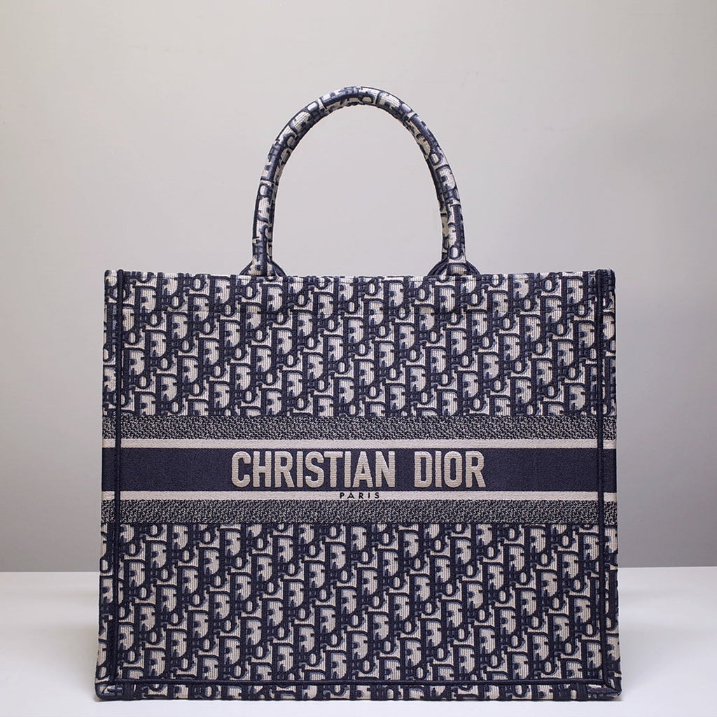 Anum Bags DIR1286 Book Tote big size 36.5cm 41.5cm Oblique Embroidery blue