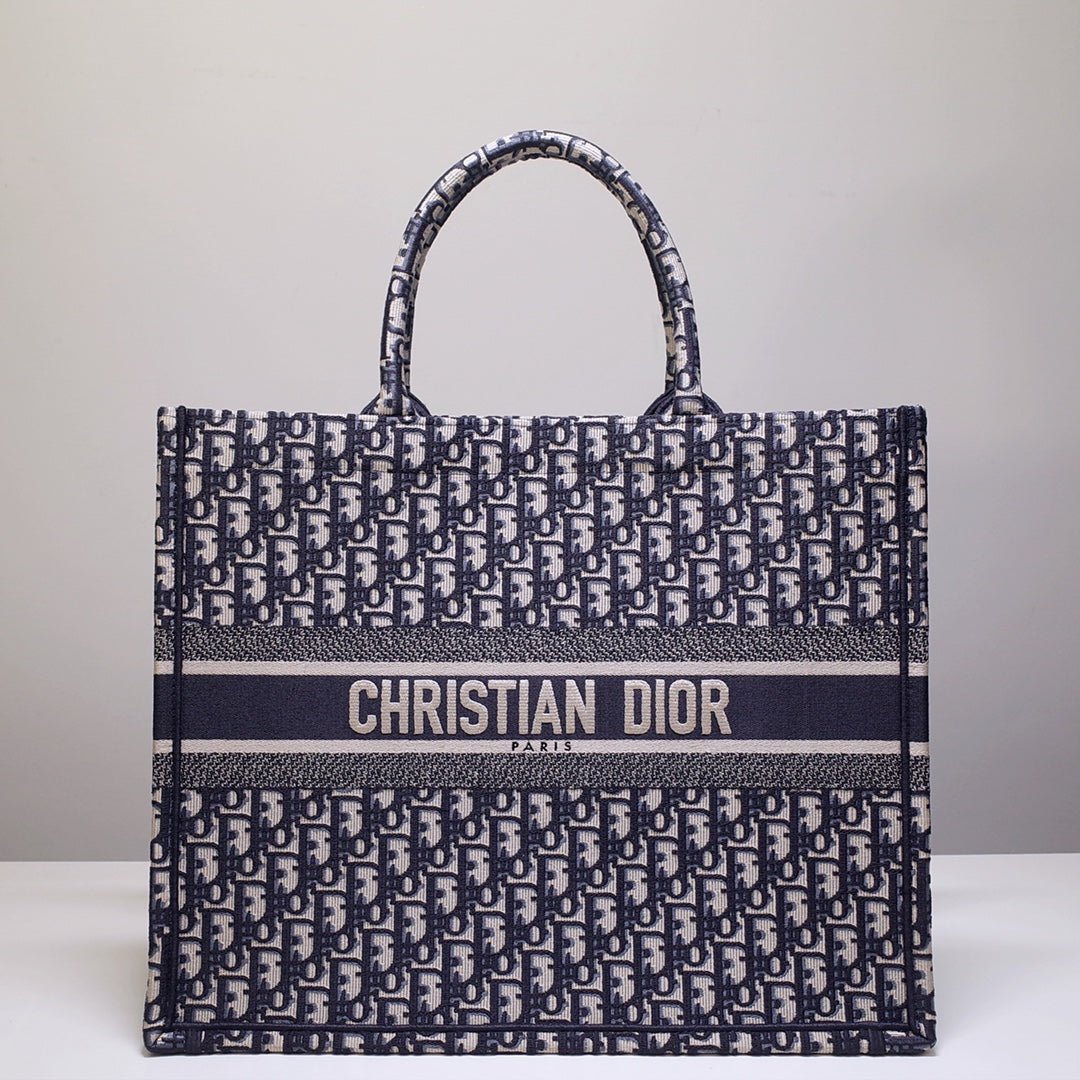 Anum Bags DIR1286 Book Tote big size 36.5cm 41.5cm Oblique Embroidery blue