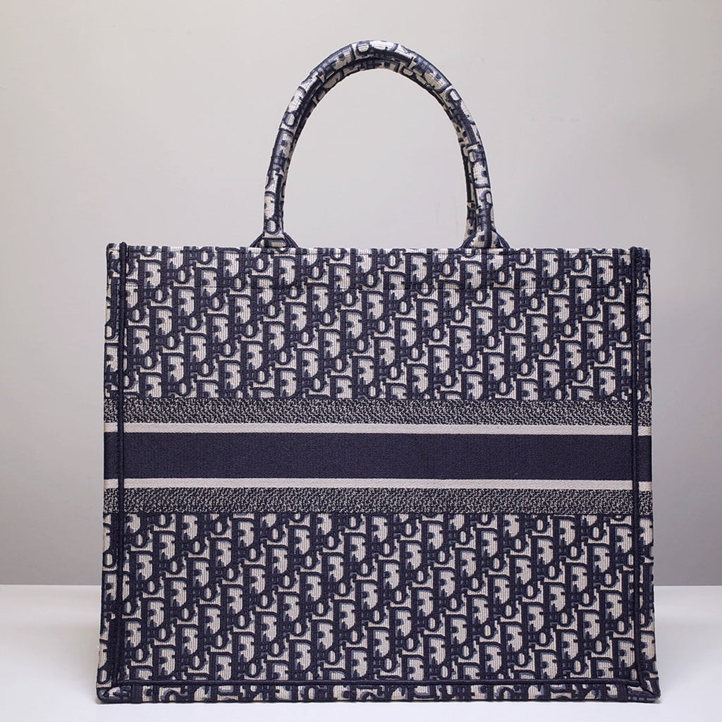 Anum Bags DIR1286 Book Tote big size 36.5cm 41.5cm Oblique Embroidery blue