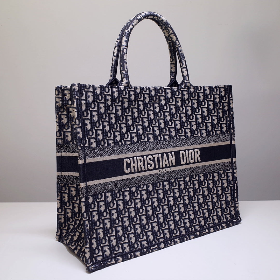 Anum Bags DIR1286 Book Tote big size 36.5cm 41.5cm Oblique Embroidery blue