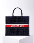 Ezyycart Bags DIR1286 Book Tote BIG size 41.5cm 36.5cm Embroidery LOGO red Handbag black