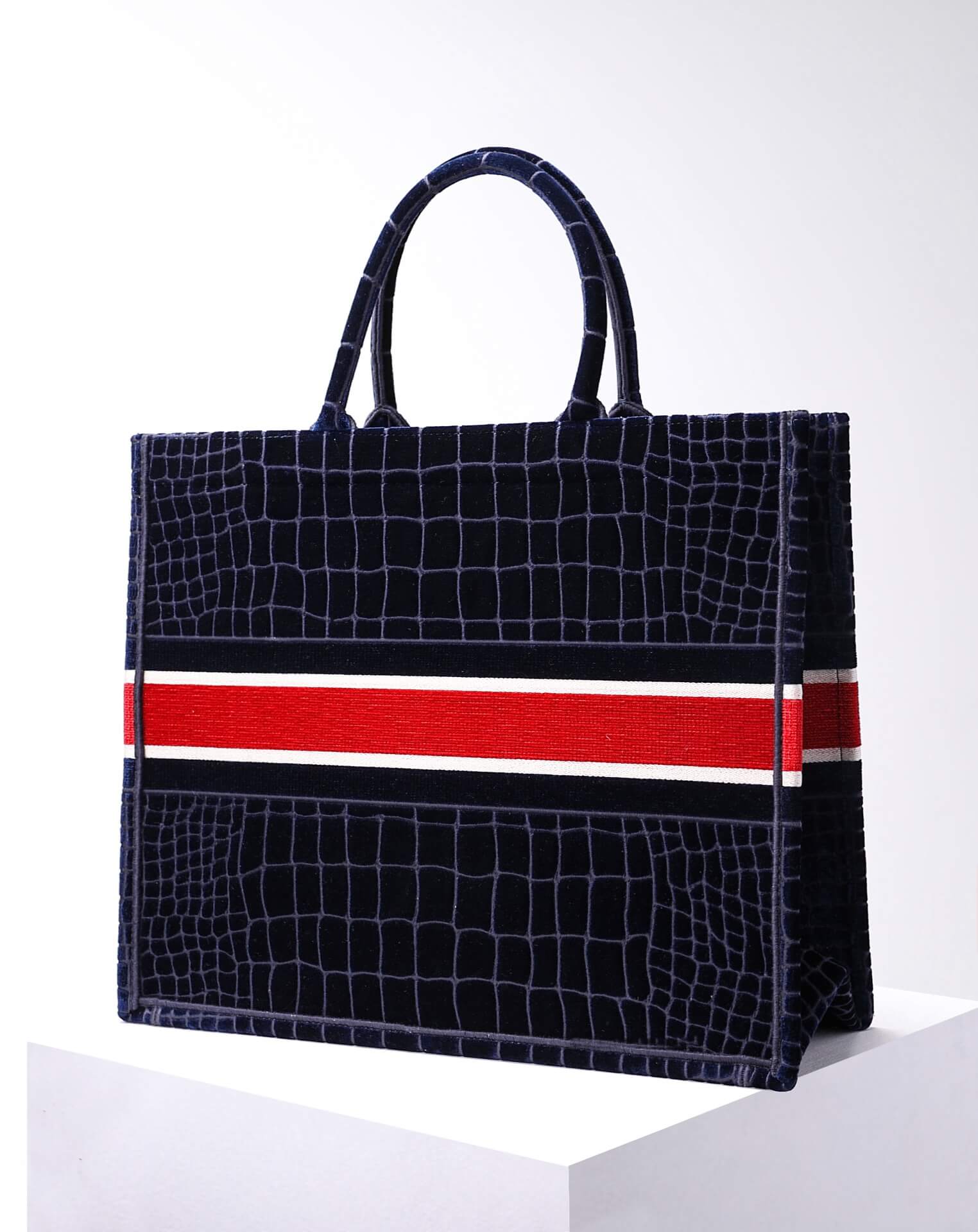 Ezyycart Bags DIR1286 Book Tote BIG size 41.5cm 36.5cm Embroidery LOGO red Handbag black