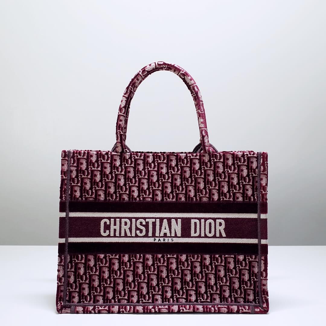Ezyycart Bags DIR1286 Book Tote BIG size 41.5cm 36.5cm Embroidery LOGO red Handbag maroon