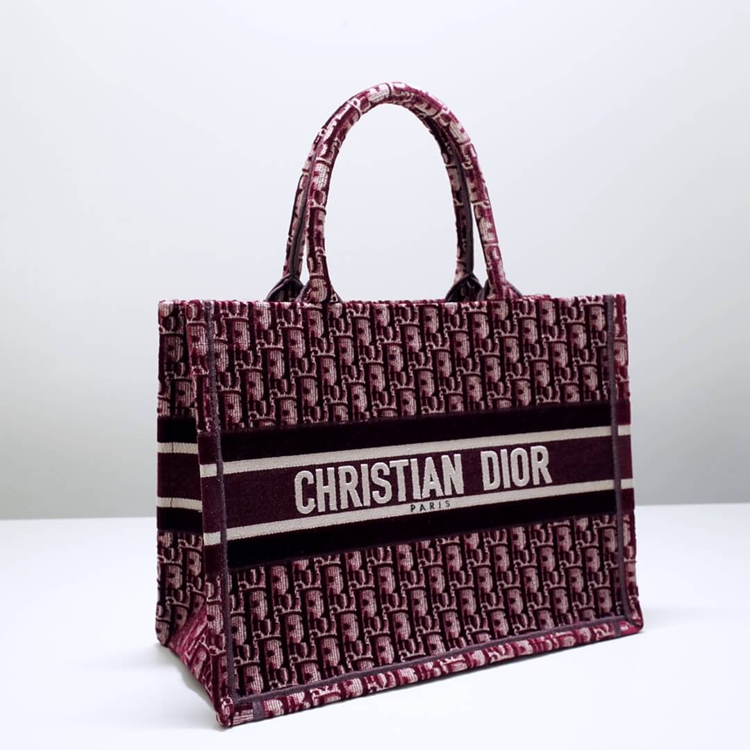 Ezyycart Bags DIR1286 Book Tote BIG size 41.5cm 36.5cm Embroidery LOGO red Handbag maroon