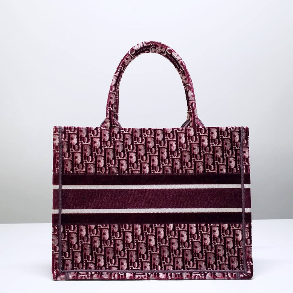 Ezyycart Bags DIR1286 Book Tote BIG size 41.5cm 36.5cm Embroidery LOGO red Handbag maroon