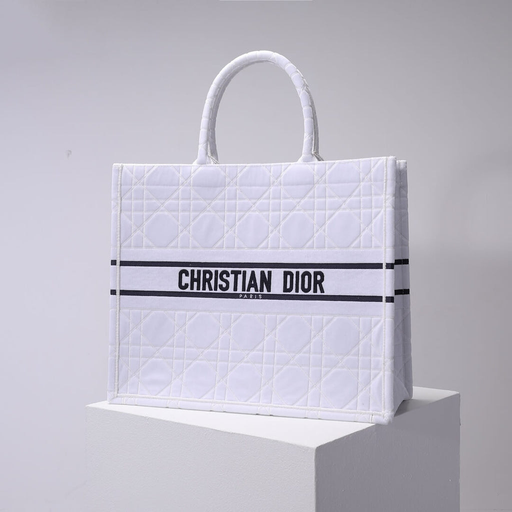 Ezyycart Bags DIR1286 Book Tote BIG size 41.5cm 36.5cm Embroidery LOGO red Handbag white