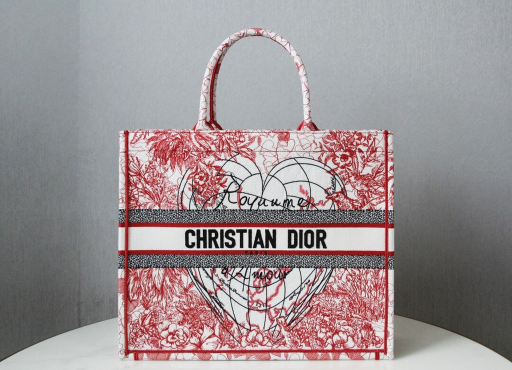 Ezyycart Bags DIR1286 Book Tote BIG size 41.5cm Embroidery LOGO red Handbag