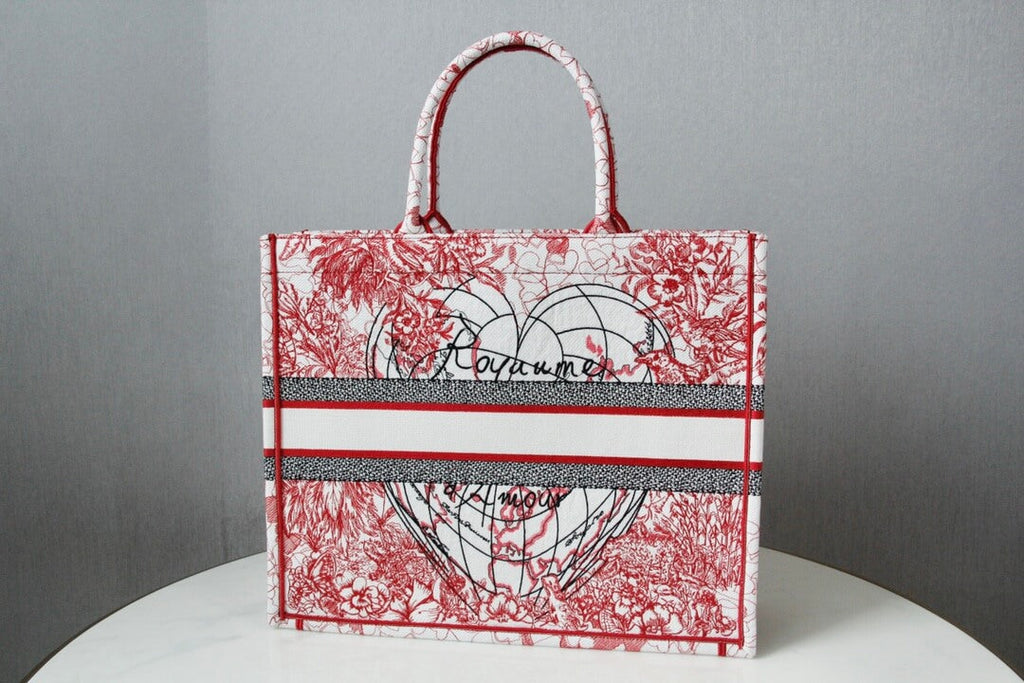 Ezyycart Bags DIR1286 Book Tote BIG size 41.5cm Embroidery LOGO red Handbag