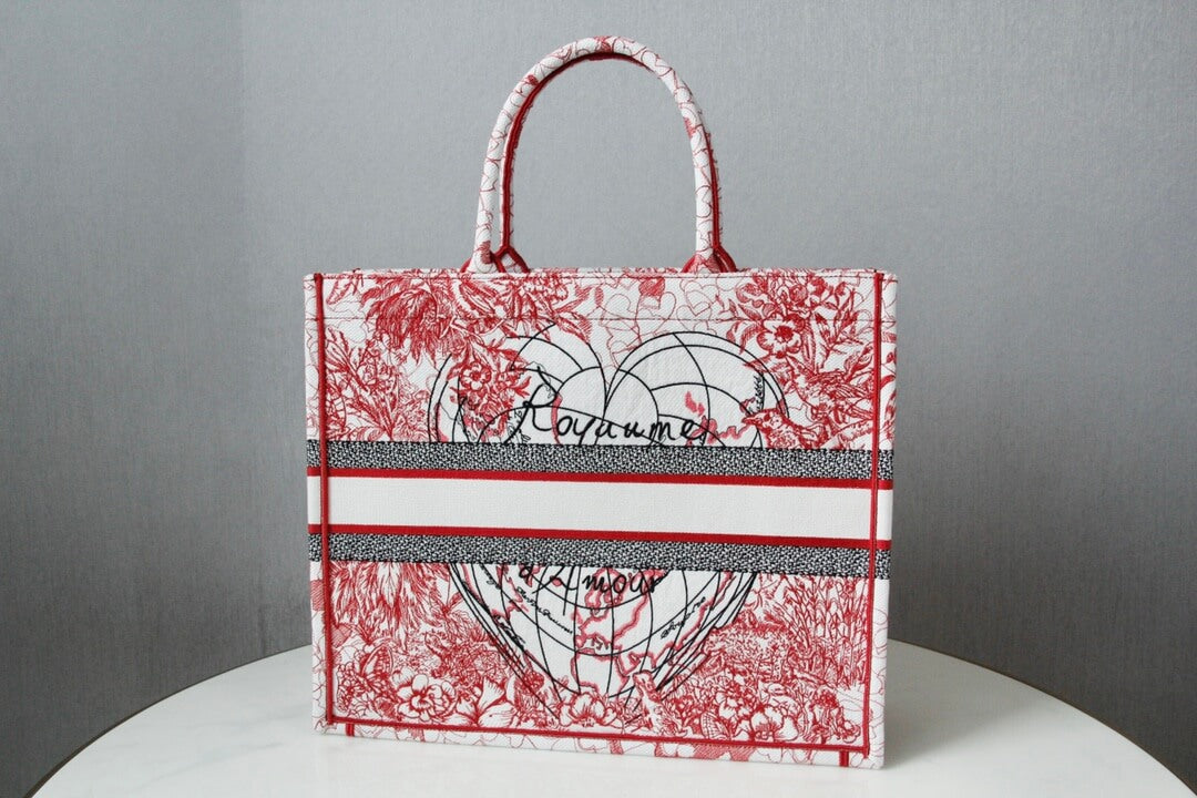 Ezyycart Bags DIR1286 Book Tote BIG size 41.5cm Embroidery LOGO red Handbag