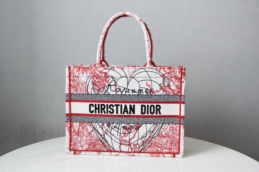 Ezyycart Bags DIR1286 Book Tote BIG size 41.5cm Embroidery LOGO red Handbag