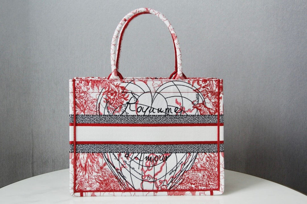 Ezyycart Bags DIR1286 Book Tote BIG size 41.5cm Embroidery LOGO red Handbag