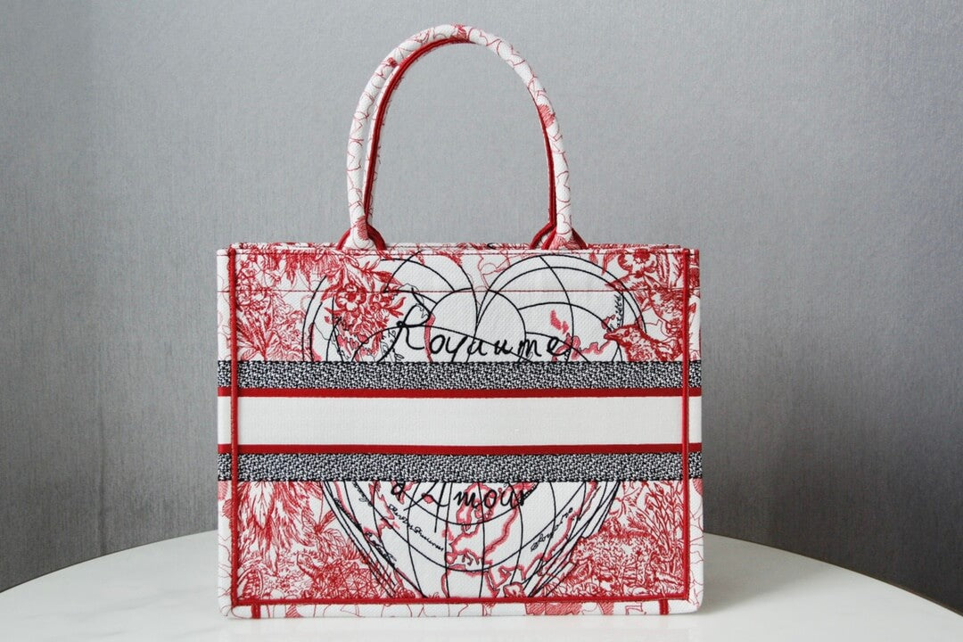 Ezyycart Bags DIR1286 Book Tote BIG size 41.5cm Embroidery LOGO red Handbag