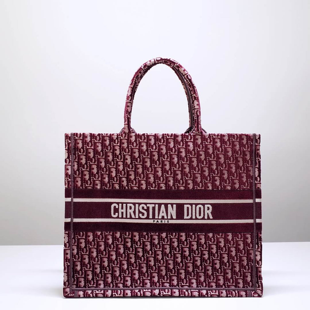 Ezyycart Bags DIR1286 Book Tote BIG size 41.5cm 36.5cm Embroidery LOGO red Handbag maroon