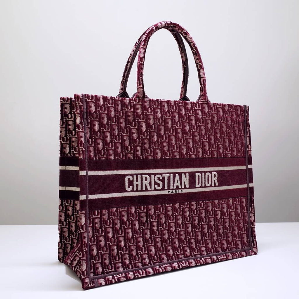 Ezyycart Bags DIR1286 Book Tote BIG size 41.5cm 36.5cm Embroidery LOGO red Handbag maroon