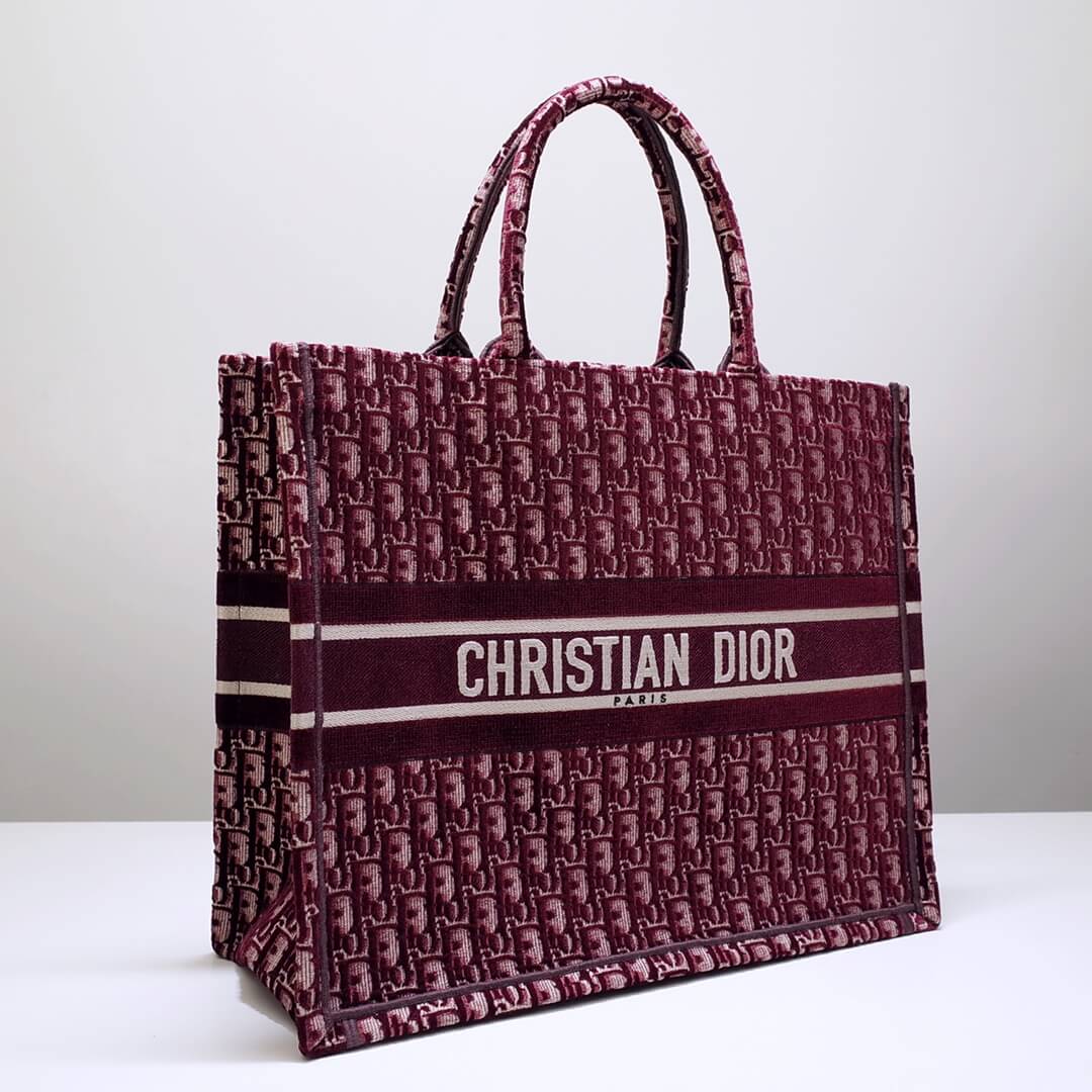 Ezyycart Bags DIR1286 Book Tote BIG size 41.5cm 36.5cm Embroidery LOGO red Handbag maroon