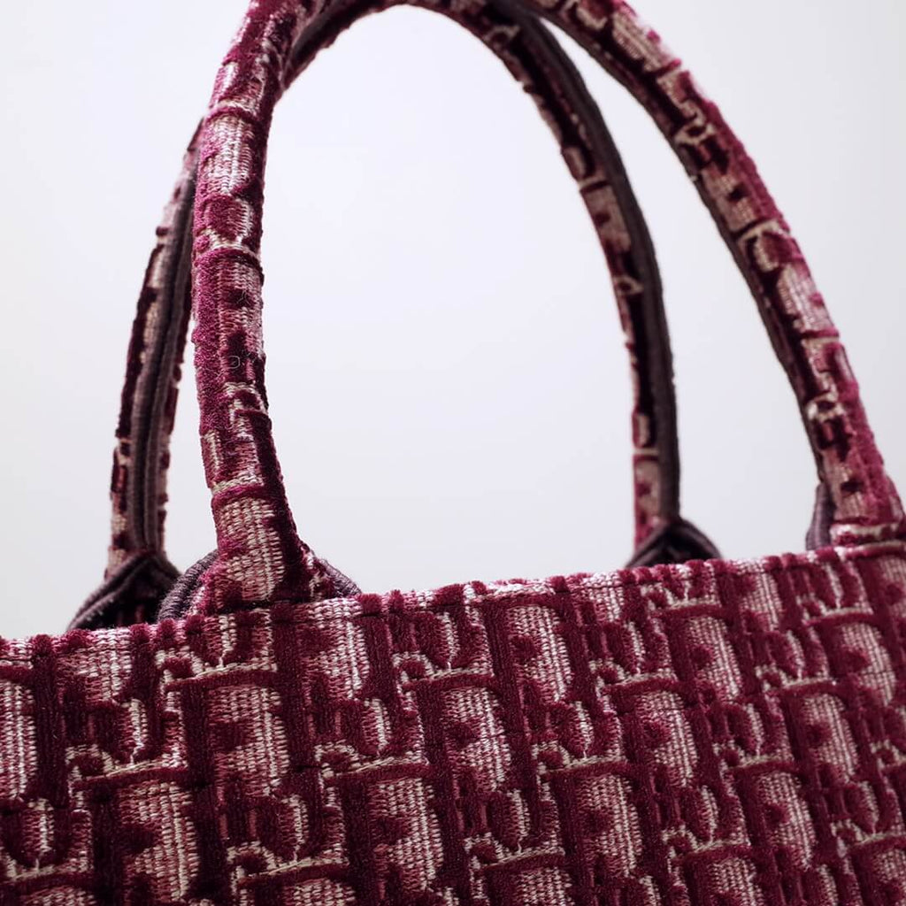 Ezyycart Bags DIR1286 Book Tote BIG size 41.5cm 36.5cm Embroidery LOGO red Handbag maroon