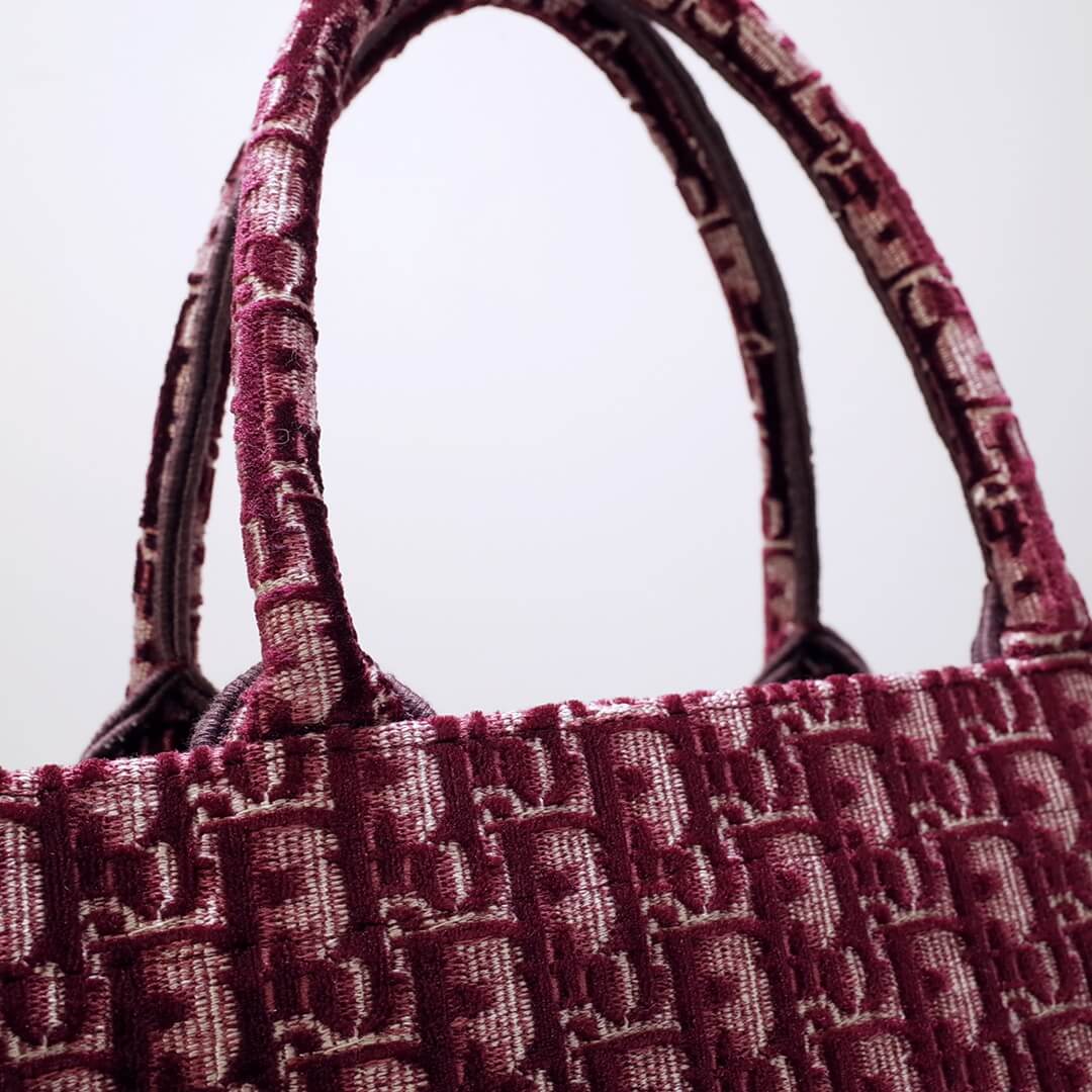 Ezyycart Bags DIR1286 Book Tote BIG size 41.5cm 36.5cm Embroidery LOGO red Handbag maroon