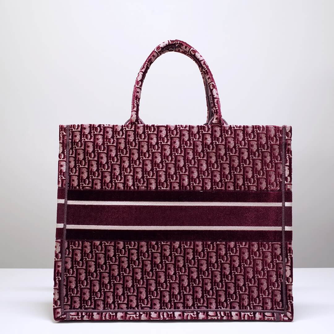 Ezyycart Bags DIR1286 Book Tote BIG size 41.5cm 36.5cm Embroidery LOGO red Handbag maroon