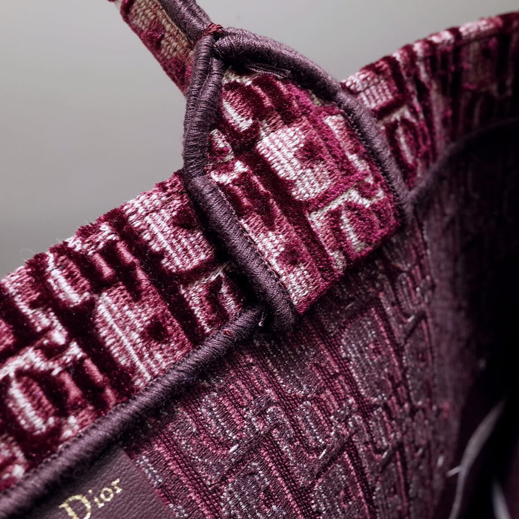 Ezyycart Bags DIR1286 Book Tote BIG size 41.5cm 36.5cm Embroidery LOGO red Handbag maroon
