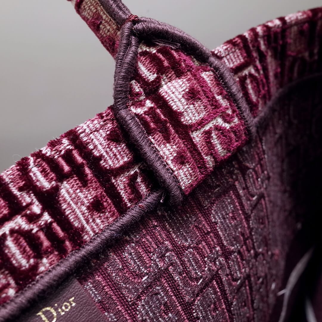 Ezyycart Bags DIR1286 Book Tote BIG size 41.5cm 36.5cm Embroidery LOGO red Handbag maroon