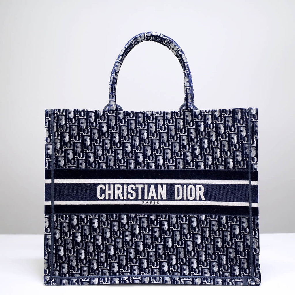 Anum Bags DIR1286 Book Tote big size 36.5cm 41.5cm Oblique Embroidery blue white-2