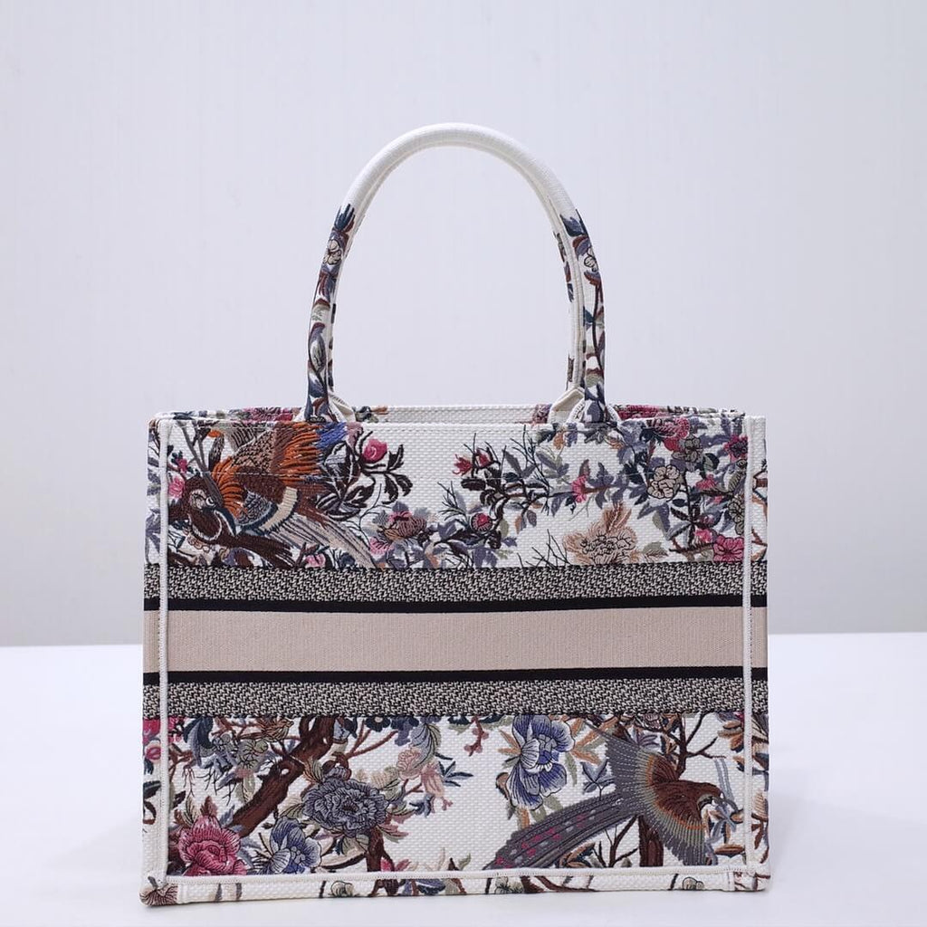 Ezyycart Bags DIR1286 Book bag Tote Embroidery 36.5cm 41.5cm Handbag white printing