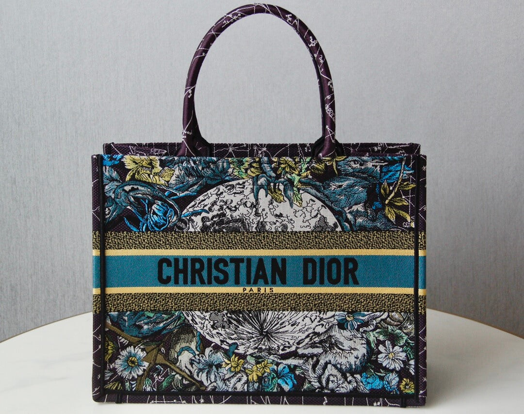 Ezyycart Bags DIR1286 Book bag Tote Embroidery blue white 36.5cm 41.5cm Handbag
