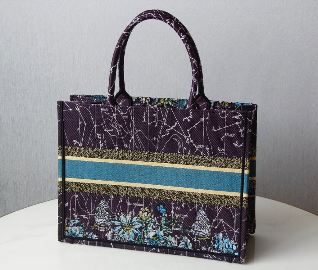 Ezyycart Bags DIR1286 Book bag Tote Embroidery blue white 36.5cm 41.5cm Handbag