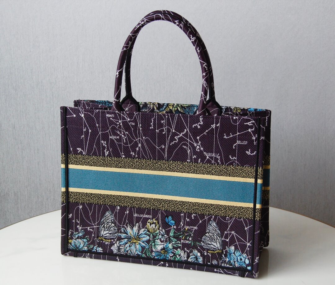 Ezyycart Bags DIR1286 Book bag Tote Embroidery blue white 36.5cm 41.5cm Handbag