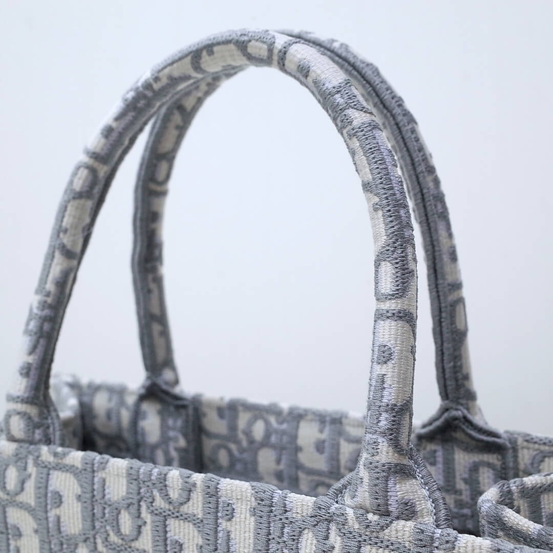 Ezyycart Bags DIR1286 Book Tote BIG 26.5cm Embroidery LOGO red Handbag grey white