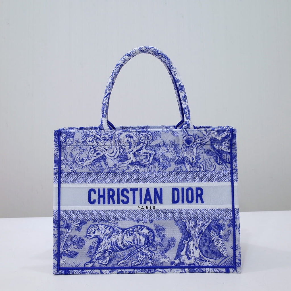 Ezyycart Bags DIR1286 Book Tote big size 36.5cm 41.5cm Oblique Embroidery blue-5