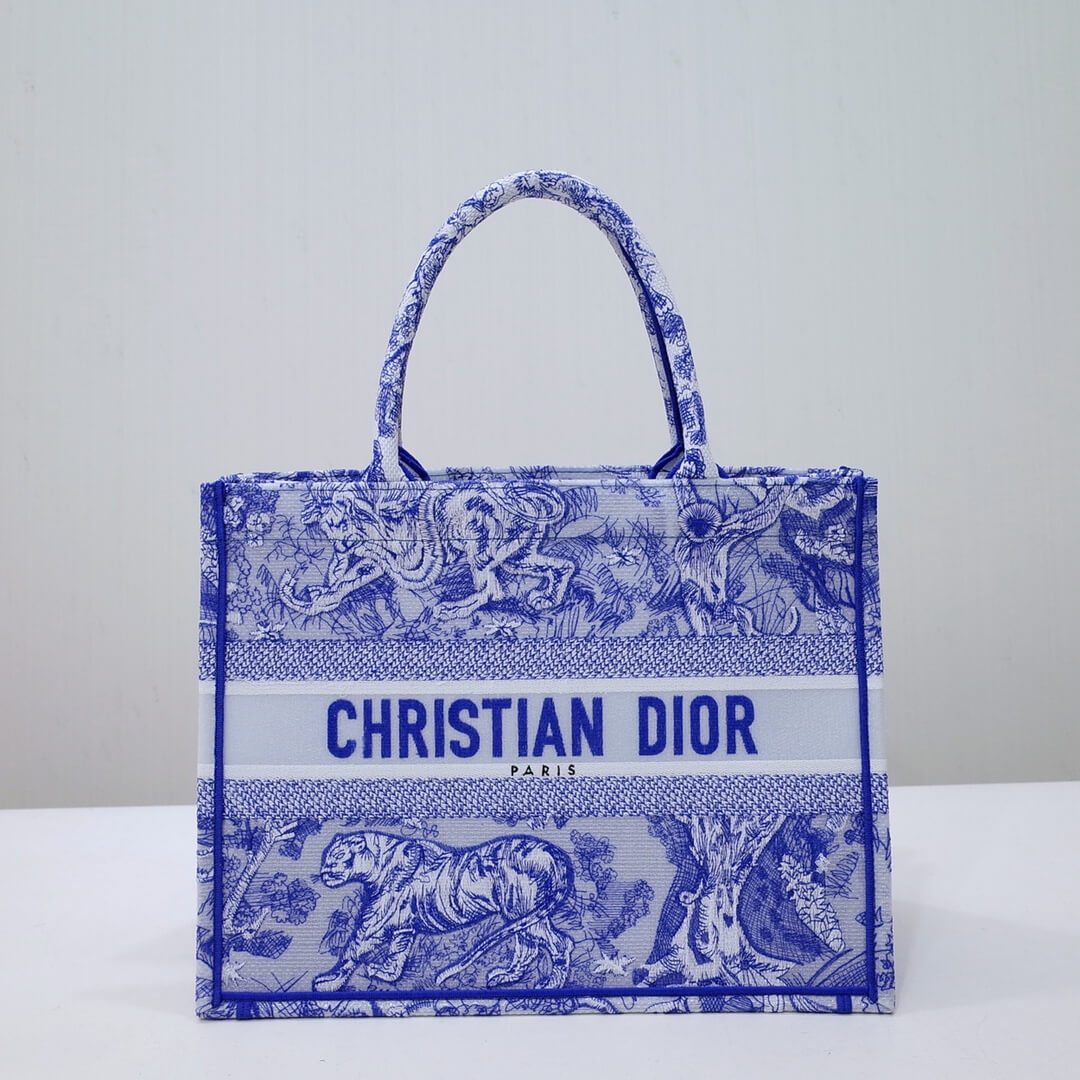 Ezyycart Bags DIR1286 Book Tote big size 36.5cm 41.5cm Oblique Embroidery blue-5