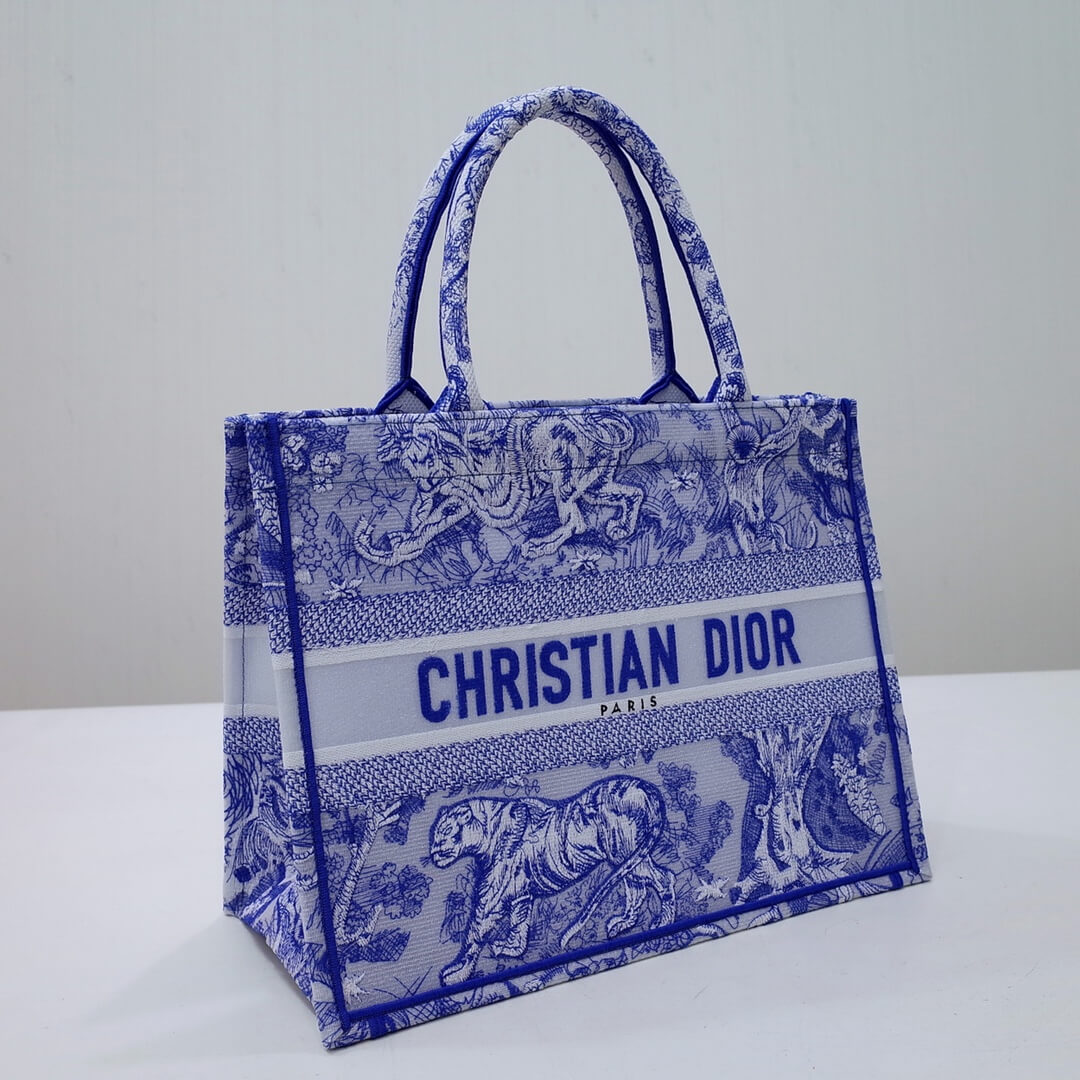 Ezyycart Bags DIR1286 Book Tote big size 36.5cm 41.5cm Oblique Embroidery blue-5
