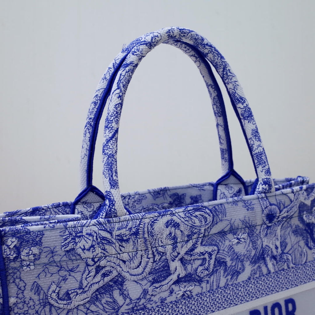 Ezyycart Bags DIR1286 Book Tote big size 36.5cm 41.5cm Oblique Embroidery blue-5