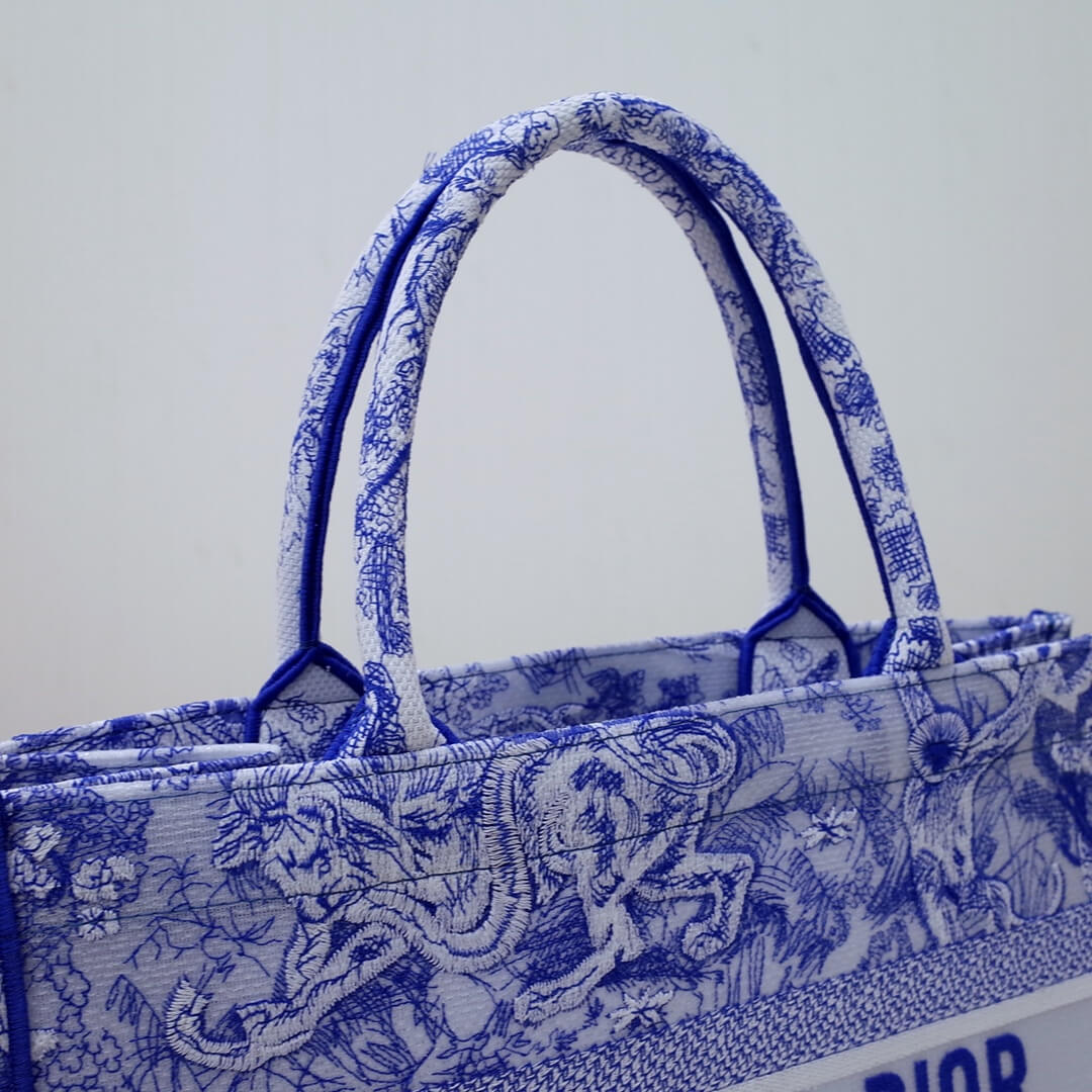 Ezyycart Bags DIR1286 Book Tote big size 36.5cm 41.5cm Oblique Embroidery blue-5
