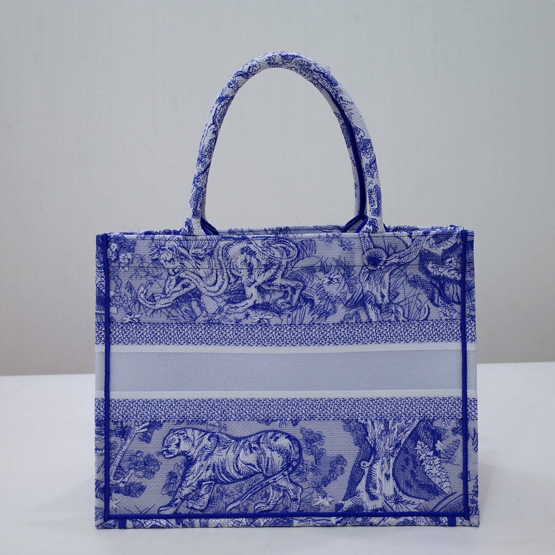 Ezyycart Bags DIR1286 Book Tote big size 36.5cm 41.5cm Oblique Embroidery blue-5