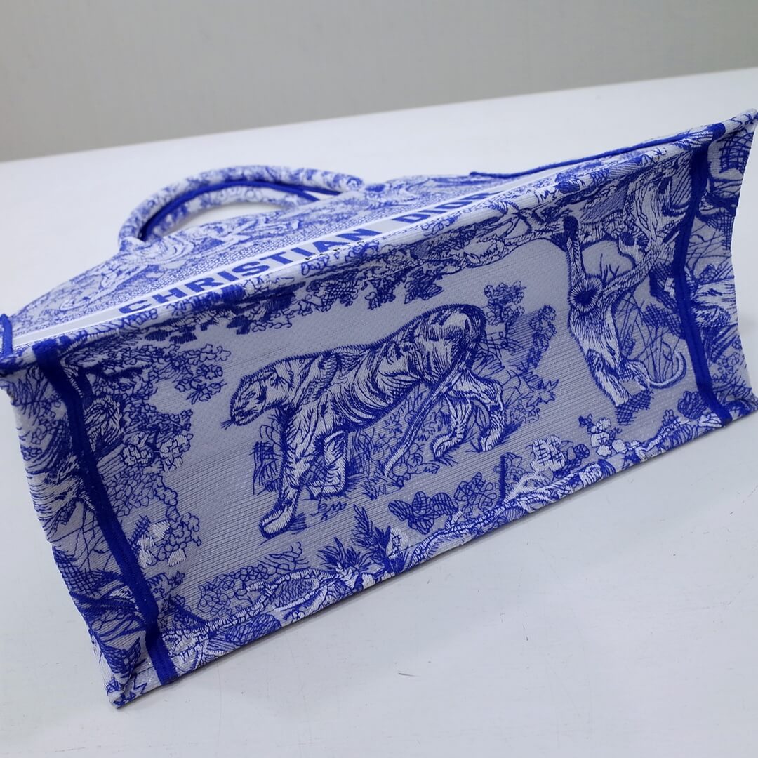 Ezyycart Bags DIR1286 Book Tote big size 36.5cm 41.5cm Oblique Embroidery blue-5