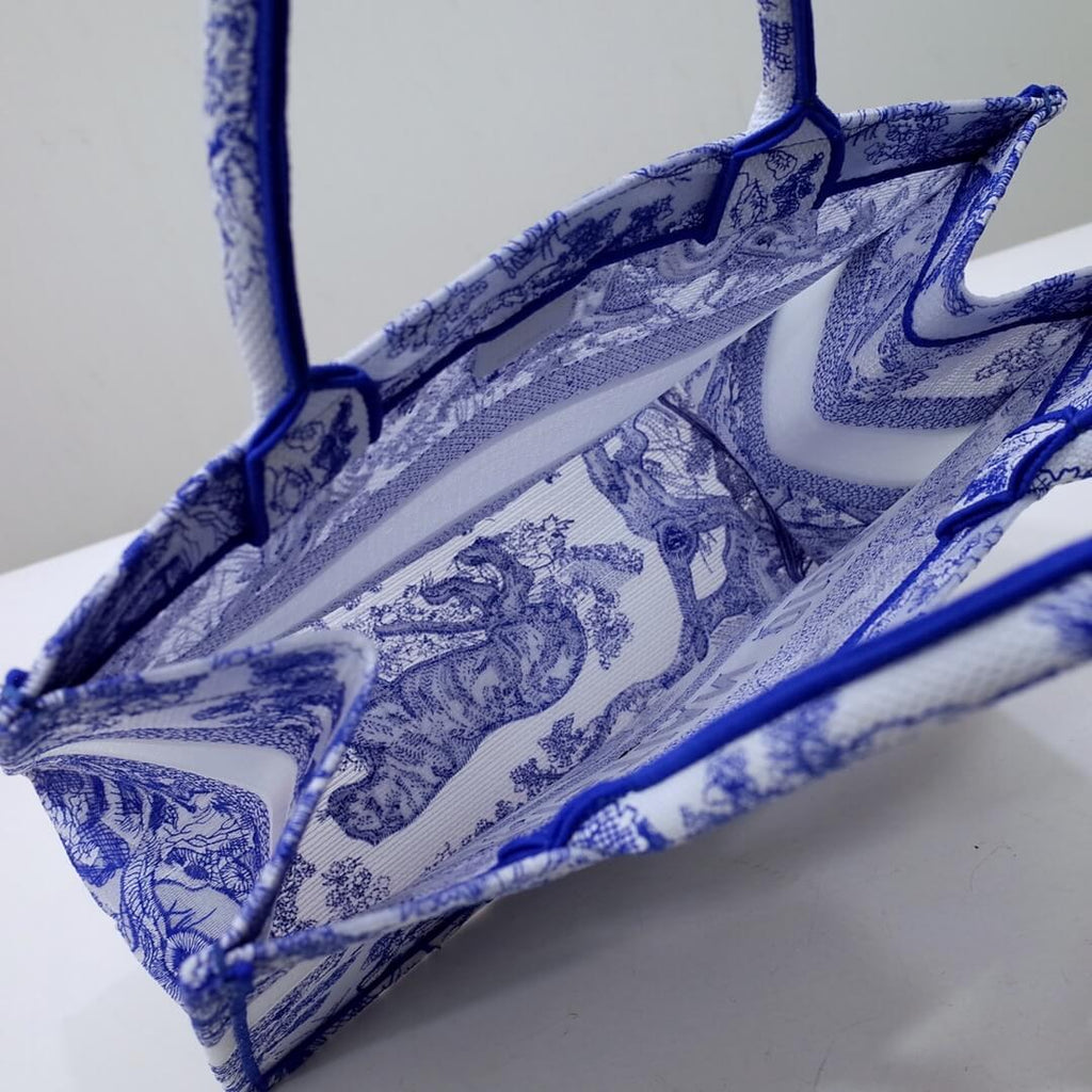 Ezyycart Bags DIR1286 Book Tote big size 36.5cm 41.5cm Oblique Embroidery blue-5