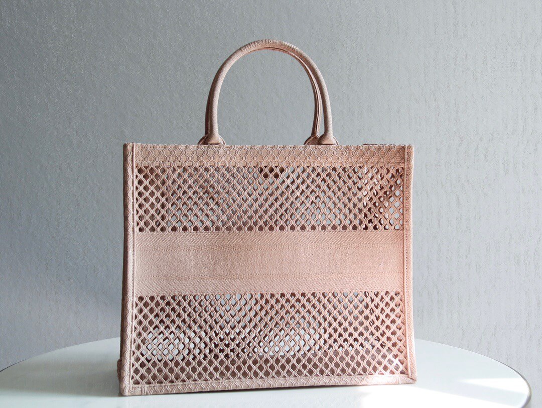 Ezyycart Bags DIR1286 Book Tote big size 36.5cm 41.5cm Oblique Embroidery nude