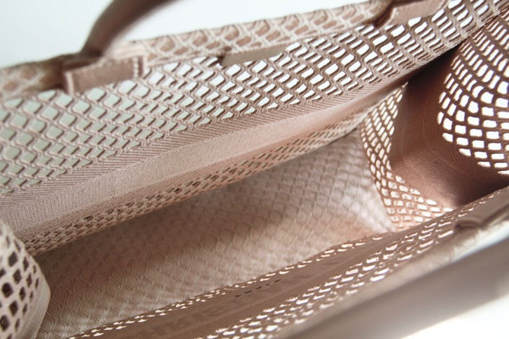 Ezyycart Bags DIR1286 Book Tote big size 36.5cm 41.5cm Oblique Embroidery nude