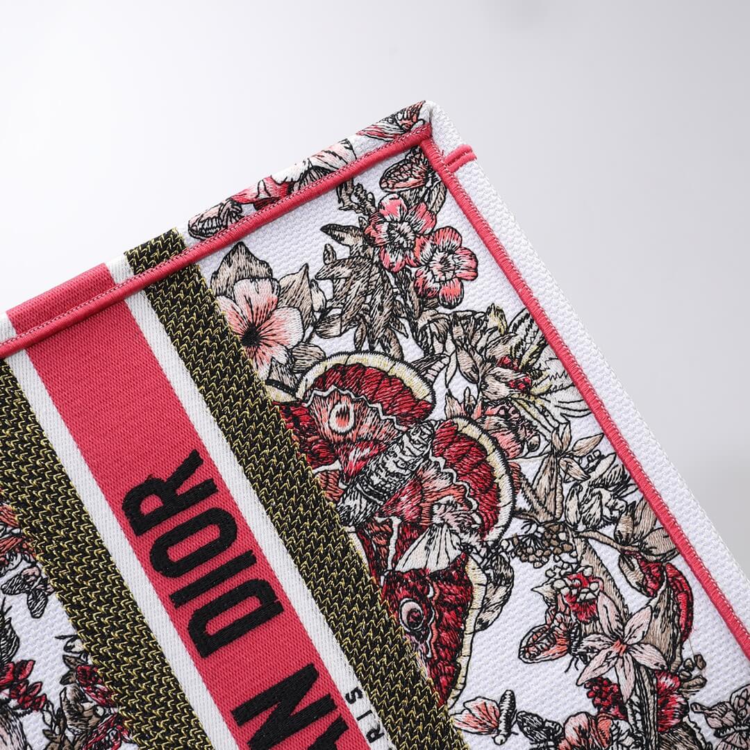 Ezyycart Bags DIR1286 Book Tote big size 36.5cm 41.5cm Oblique Embroidery white red-2